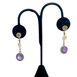 Swarovski Crystal Hallmarked  Ice Purple Crystal & Silver PiercedDangle Earrings